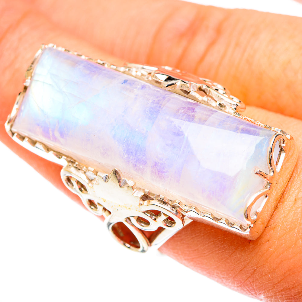 Rainbow Moonstone Rings handcrafted by Ana Silver Co - RING74935