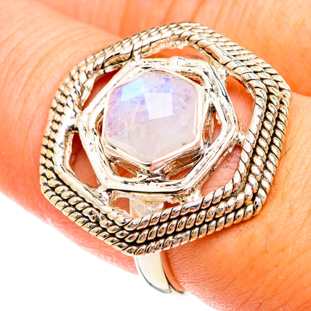 Rainbow Moonstone Rings handcrafted by Ana Silver Co - RING74942