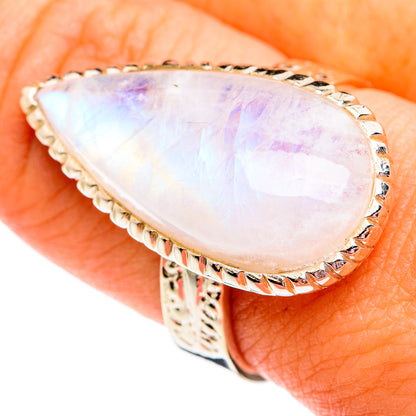 Rainbow Moonstone Rings handcrafted by Ana Silver Co - RING75005