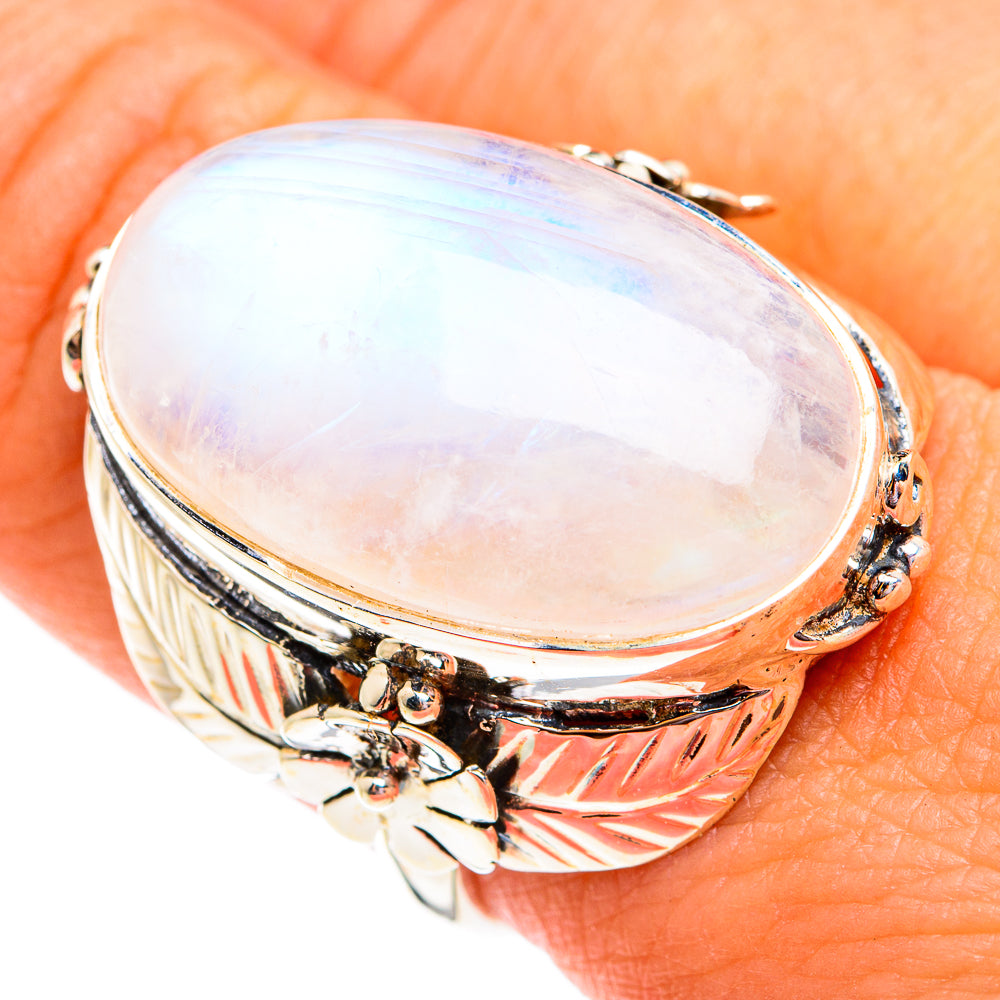 Rainbow Moonstone Rings handcrafted by Ana Silver Co - RING75008