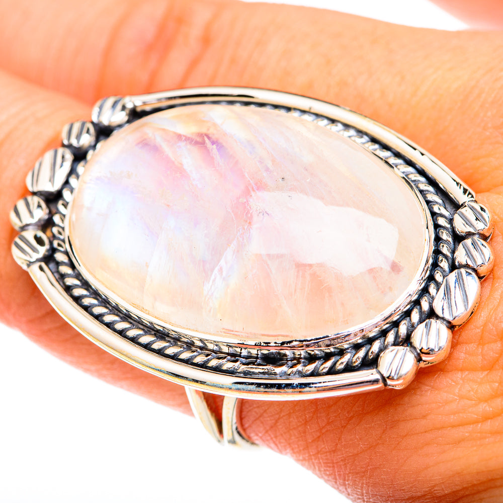 Rainbow Moonstone Rings handcrafted by Ana Silver Co - RING75013