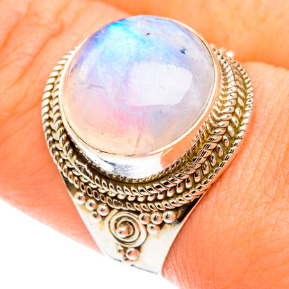 Rainbow Moonstone Rings handcrafted by Ana Silver Co - RING75039