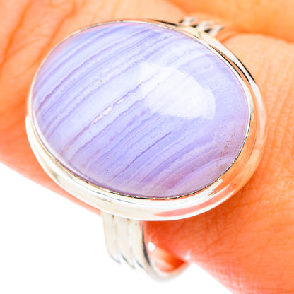 Blue Lace Agate Rings handcrafted by Ana Silver Co - RING75041