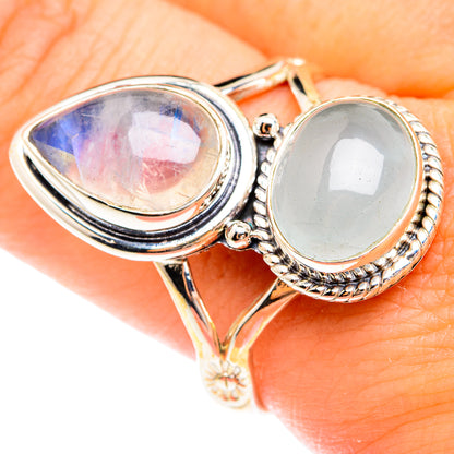 Rainbow Moonstone Rings handcrafted by Ana Silver Co - RING75049