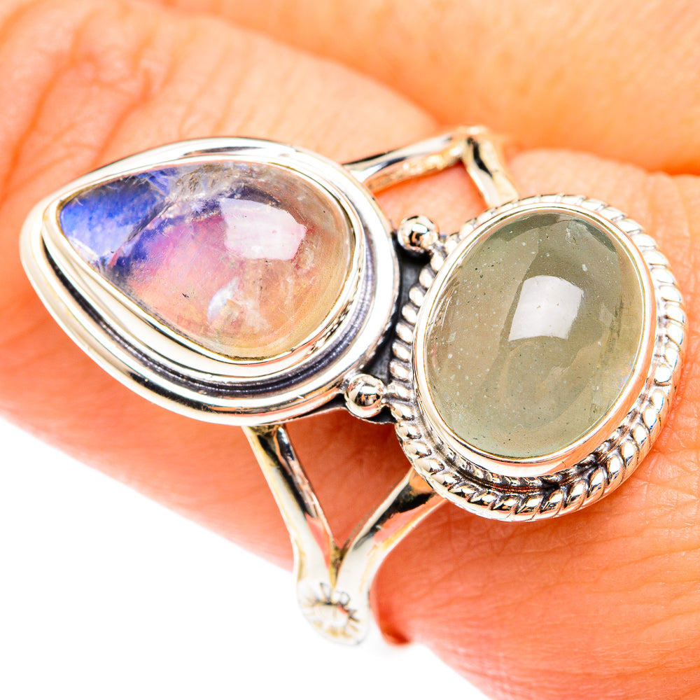 Rainbow Moonstone Rings handcrafted by Ana Silver Co - RING75079