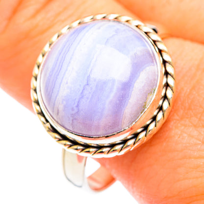 Blue Lace Agate Rings handcrafted by Ana Silver Co - RING75104