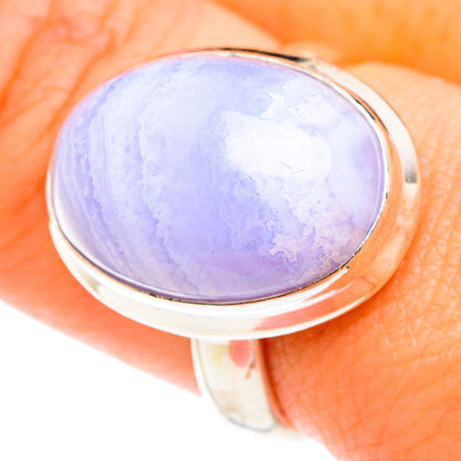 Blue Lace Agate Rings handcrafted by Ana Silver Co - RING75134