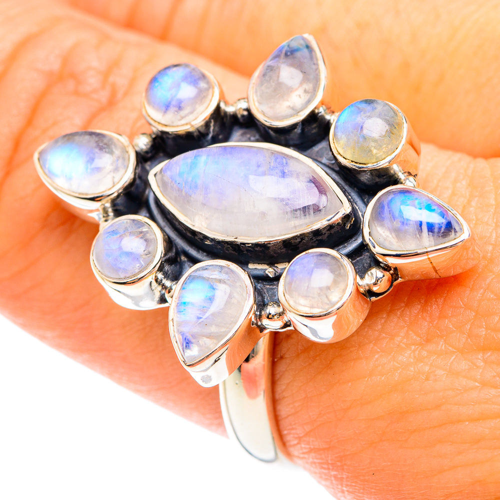 Rainbow Moonstone Rings handcrafted by Ana Silver Co - RING75161