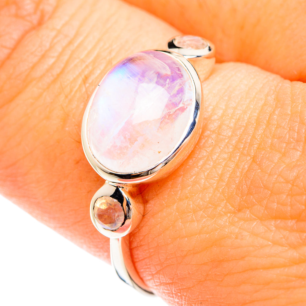 Rainbow Moonstone Rings handcrafted by Ana Silver Co - RING75162