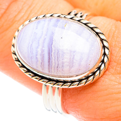 Blue Lace Agate Rings handcrafted by Ana Silver Co - RING75163