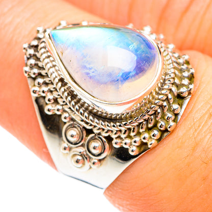 Rainbow Moonstone Rings handcrafted by Ana Silver Co - RING75189