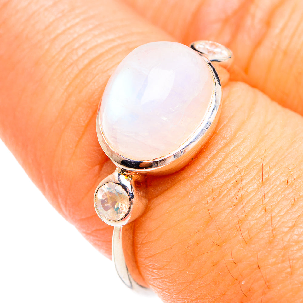 Rainbow Moonstone Rings handcrafted by Ana Silver Co - RING75191