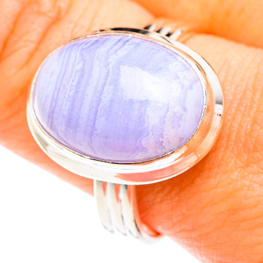 Blue Lace Agate Rings handcrafted by Ana Silver Co - RING75218