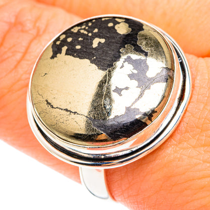 Pyrite In Black Onyx Rings handcrafted by Ana Silver Co - RING75241