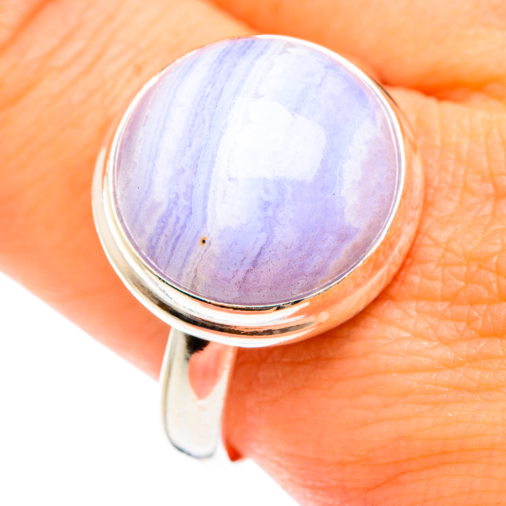 Blue Lace Agate Rings handcrafted by Ana Silver Co - RING75243