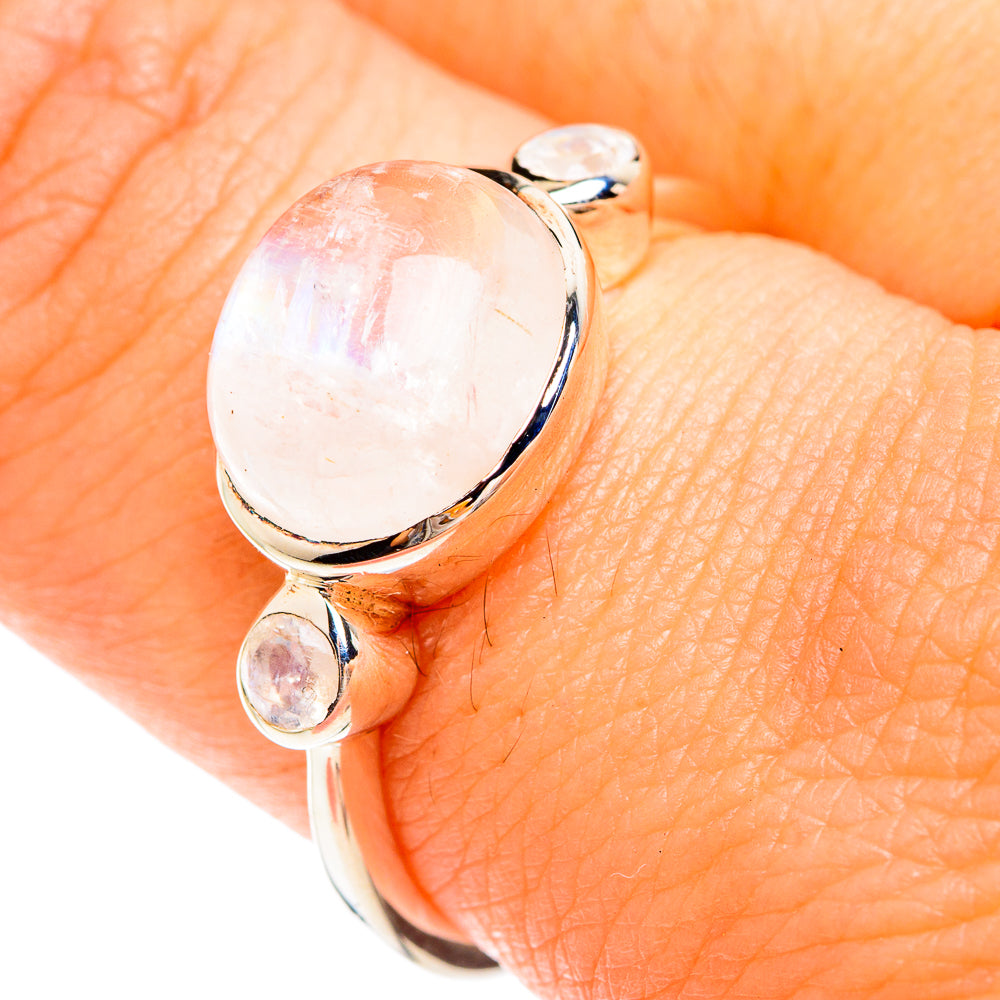 Rainbow Moonstone Rings handcrafted by Ana Silver Co - RING75244