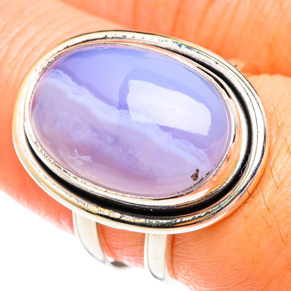 Blue Lace Agate Rings handcrafted by Ana Silver Co - RING75270