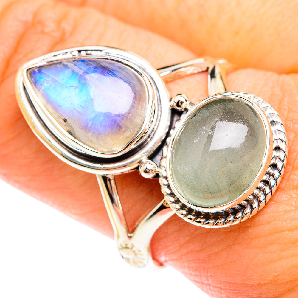 Rainbow Moonstone Rings handcrafted by Ana Silver Co - RING75274