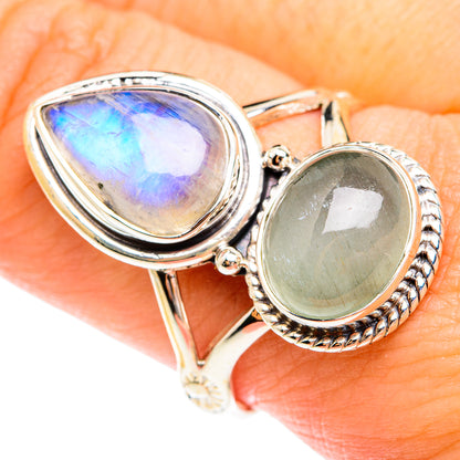 Rainbow Moonstone Rings handcrafted by Ana Silver Co - RING75274