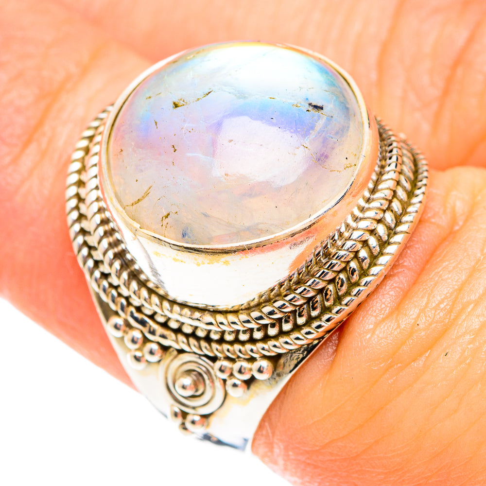 Rainbow Moonstone Rings handcrafted by Ana Silver Co - RING75294