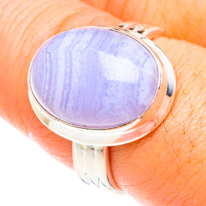 Blue Lace Agate Rings handcrafted by Ana Silver Co - RING75296
