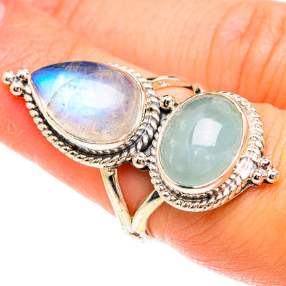 Rainbow Moonstone Rings handcrafted by Ana Silver Co - RING75343