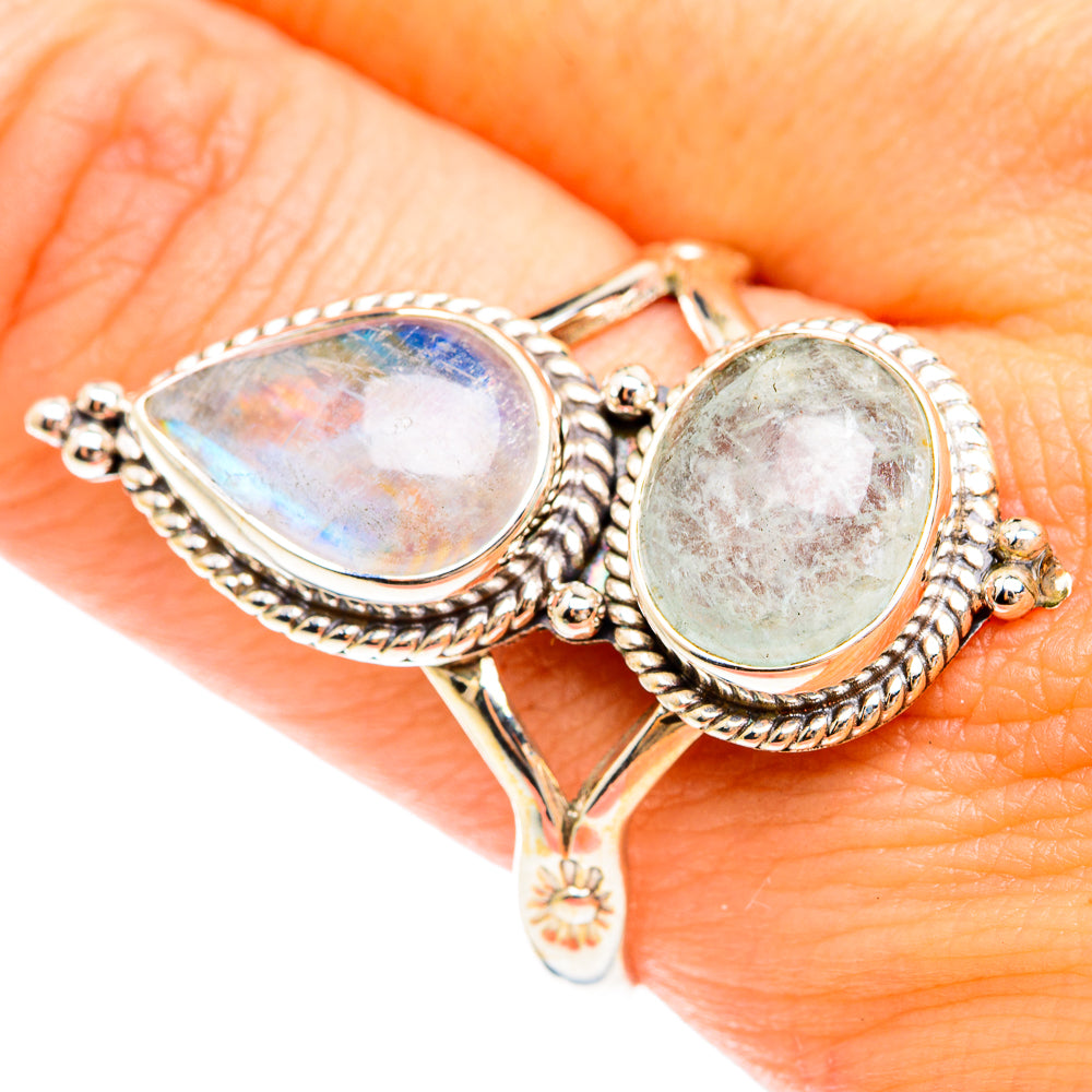 Rainbow Moonstone Rings handcrafted by Ana Silver Co - RING75360