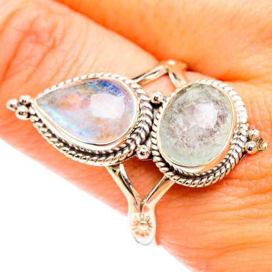 Rainbow Moonstone Rings handcrafted by Ana Silver Co - RING75360