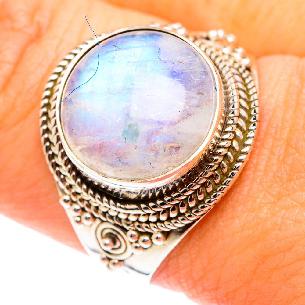 Rainbow Moonstone Rings handcrafted by Ana Silver Co - RING75389