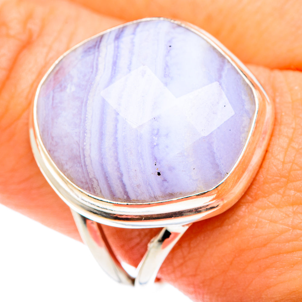 Blue Lace Agate Rings handcrafted by Ana Silver Co - RING75390