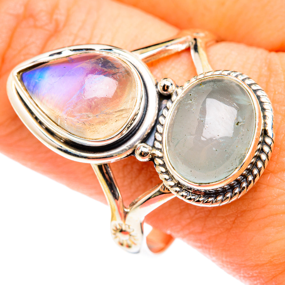 Rainbow Moonstone Rings handcrafted by Ana Silver Co - RING75399