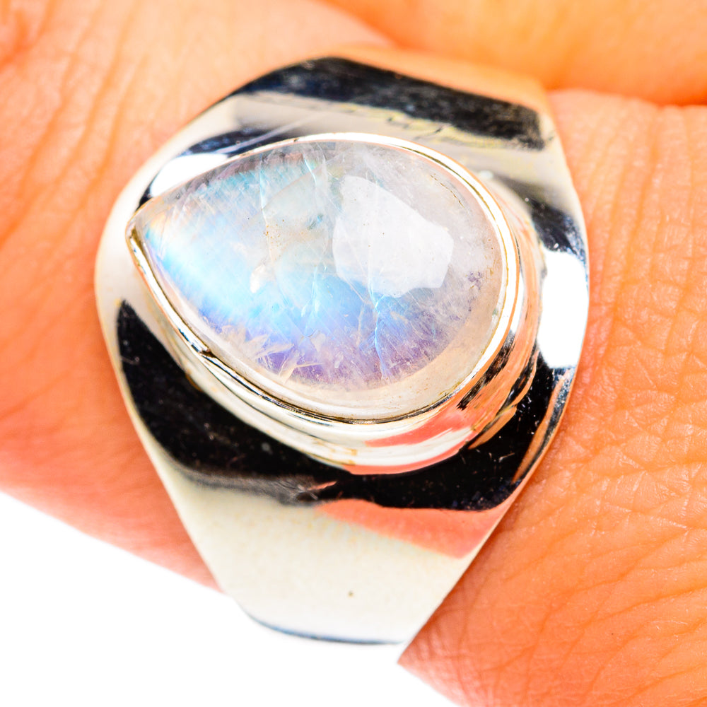 Rainbow Moonstone Rings handcrafted by Ana Silver Co - RING75427