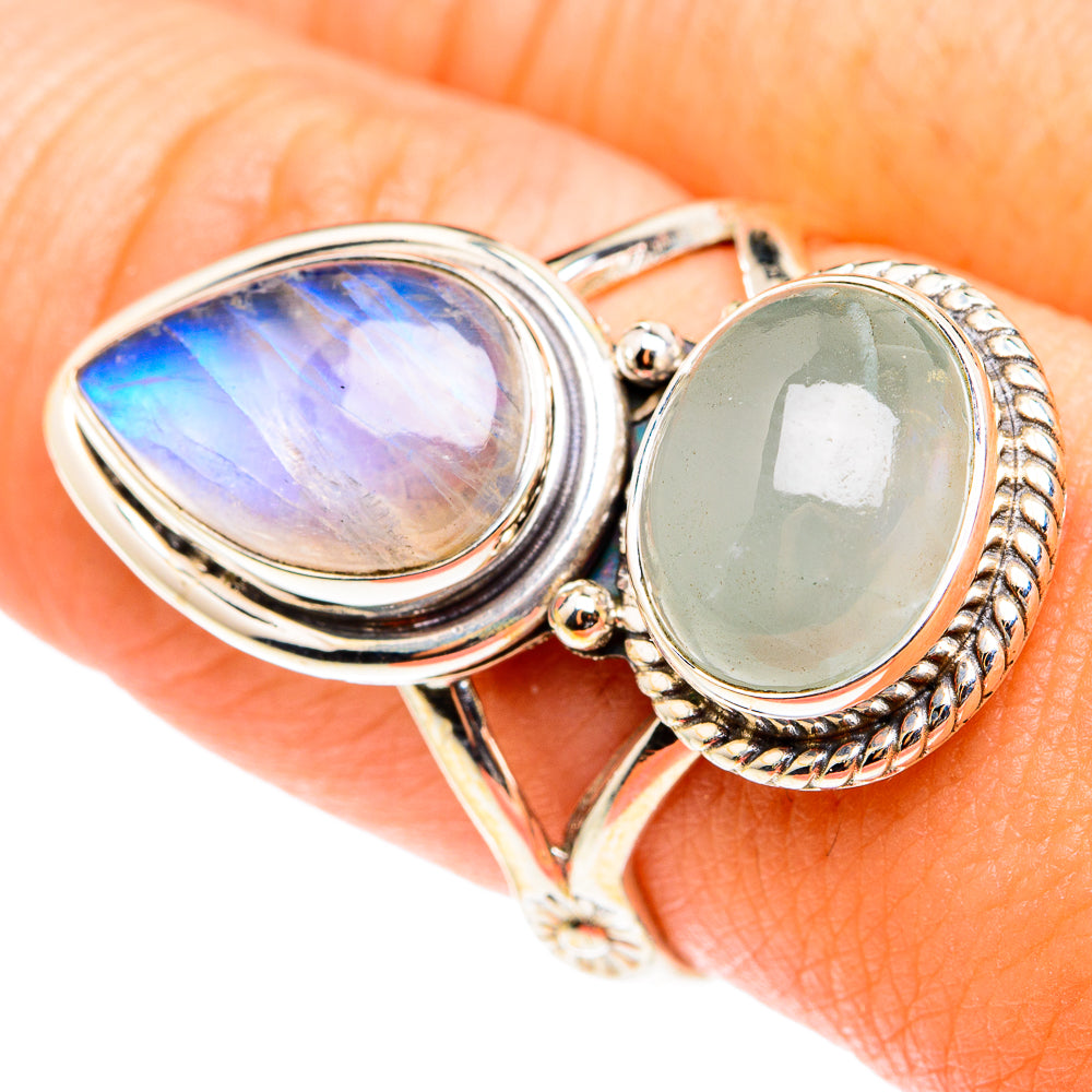 Rainbow Moonstone Rings handcrafted by Ana Silver Co - RING75441