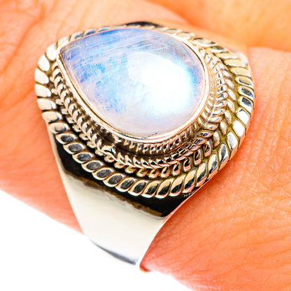 Rainbow Moonstone Rings handcrafted by Ana Silver Co - RING75462