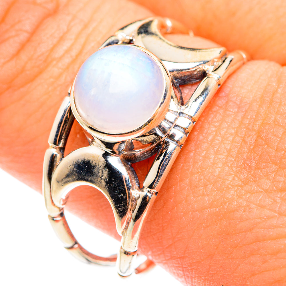 Rainbow Moonstone Rings handcrafted by Ana Silver Co - RING75463