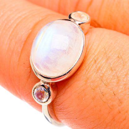 Rainbow Moonstone Rings handcrafted by Ana Silver Co - RING75492