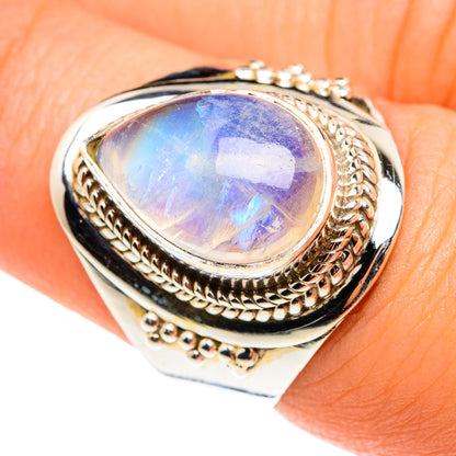 Rainbow Moonstone Rings handcrafted by Ana Silver Co - RING75527