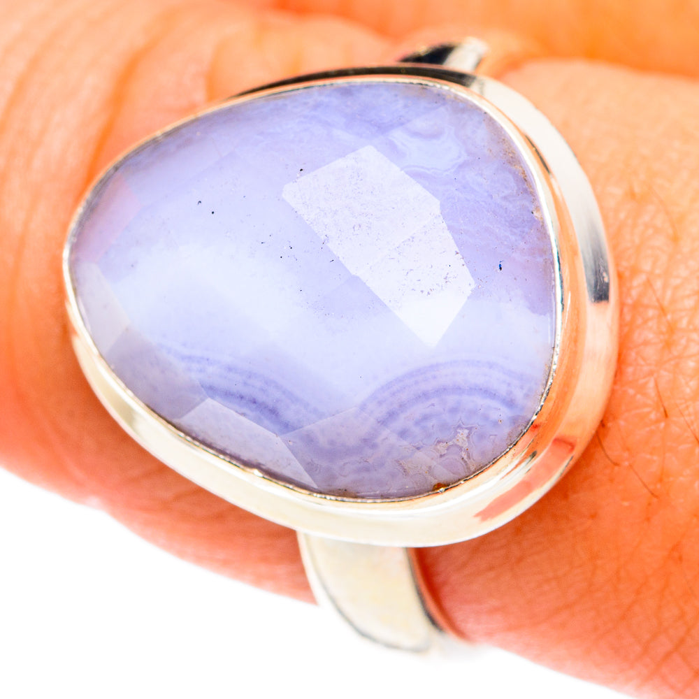Blue Lace Agate Rings handcrafted by Ana Silver Co - RING75528