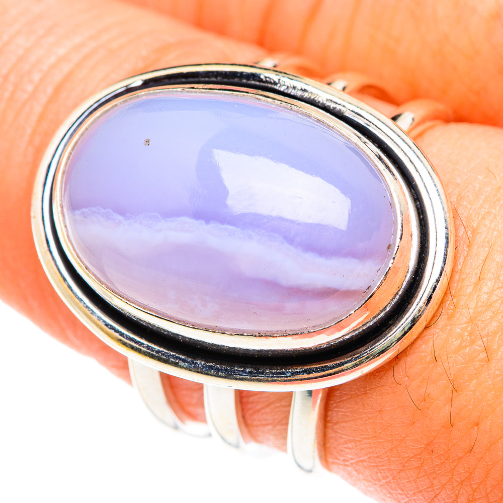 Blue Lace Agate Rings handcrafted by Ana Silver Co - RING75557