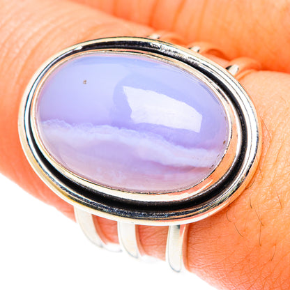 Blue Lace Agate Rings handcrafted by Ana Silver Co - RING75557