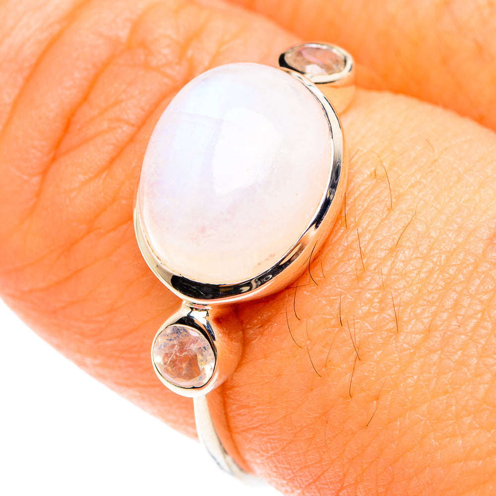 Rainbow Moonstone Rings handcrafted by Ana Silver Co - RING75559