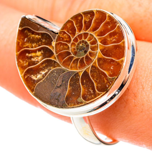 Ammonite Fossil Rings handcrafted by Ana Silver Co - RING75570
