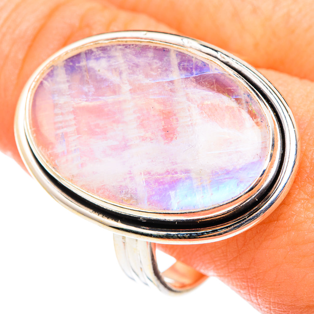 Rainbow Moonstone Rings handcrafted by Ana Silver Co - RING75578