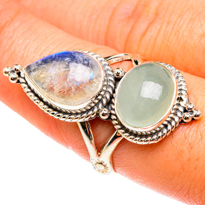 Rainbow Moonstone Rings handcrafted by Ana Silver Co - RING75610