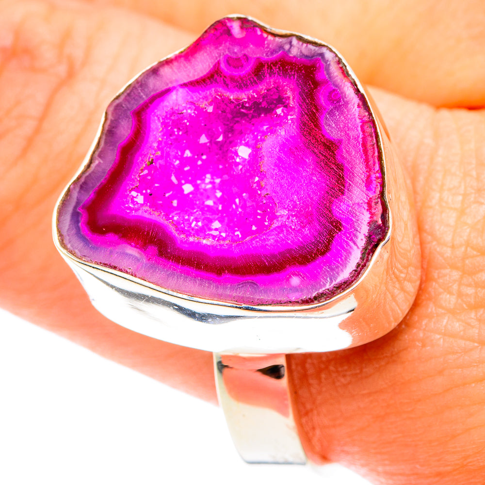 Pink Geode Slice Rings handcrafted by Ana Silver Co - RING75639