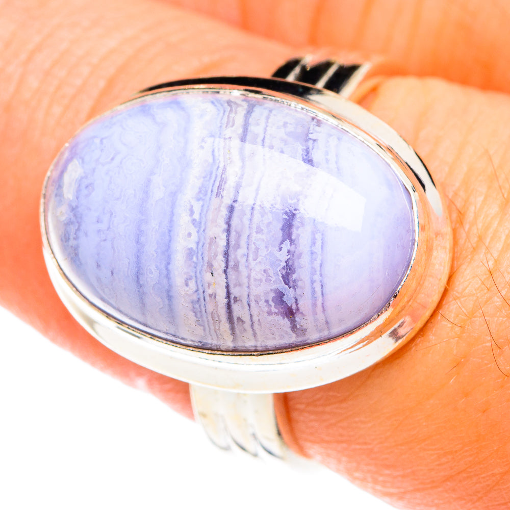 Blue Lace Agate Rings handcrafted by Ana Silver Co - RING75647