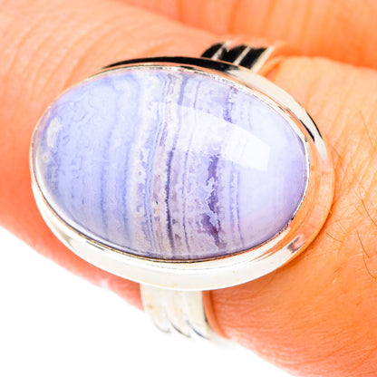 Blue Lace Agate Rings handcrafted by Ana Silver Co - RING75647