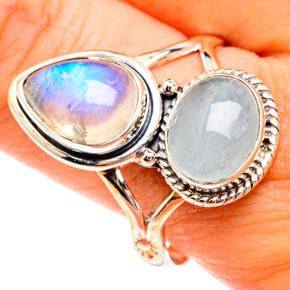 Rainbow Moonstone Rings handcrafted by Ana Silver Co - RING75653