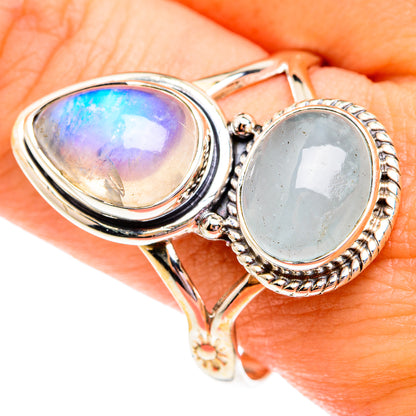 Rainbow Moonstone Rings handcrafted by Ana Silver Co - RING75653