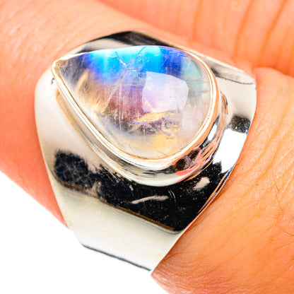 Rainbow Moonstone Rings handcrafted by Ana Silver Co - RING75671